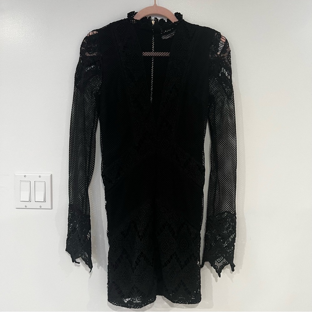 L’ATISTE by Amy Women’s Sz S Black Lace Long Sleeve Dress